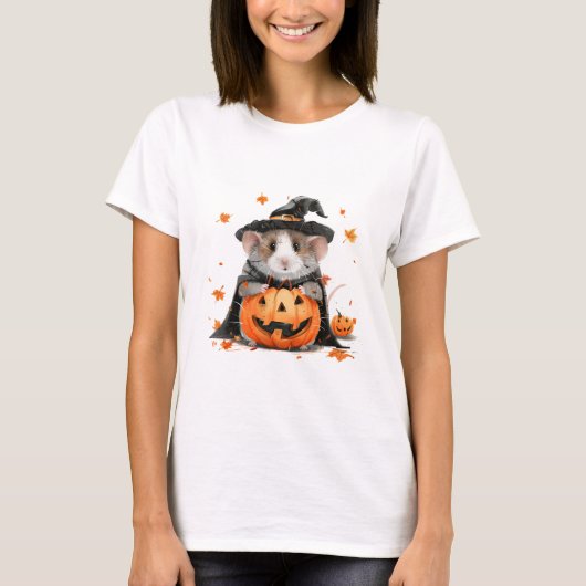 Herfst Halloween Witch Guinea Pig T-shirt (Voorkant)