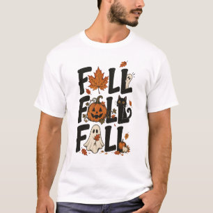 Herfst Halloween Zwarte Kat Pompoen Geest T-shirt