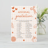 Herfst Hand Drawn Animal Gestation Baby shower Gam Kaart (Staand voorkant)