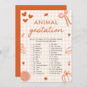 Herfst Hand Drawn Animal Gestation Baby shower Gam Kaart (Voorkant / Achterkant)