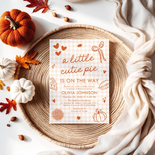 Herfst Hand getekend een beetje Cutie Pie Baby sho Kaart