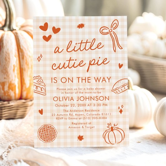 Herfst Hand getekend een beetje Cutie Pie Baby sho Kaart