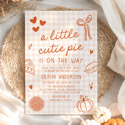 Herfst Hand getekend een beetje Cutie Pie Baby sho Kaart