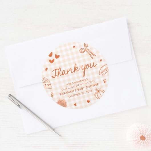 Herfst Hand getekend een beetje Cutie Pie Baby sho Ronde Sticker (Envelop)