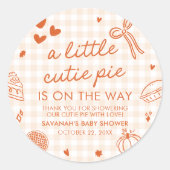 Herfst Hand getekend een beetje Cutie Pie Baby sho Ronde Sticker (Voorkant)