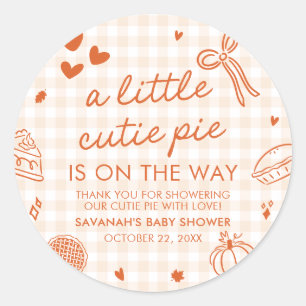 Herfst Hand getekend een beetje Cutie Pie Baby sho Ronde Sticker