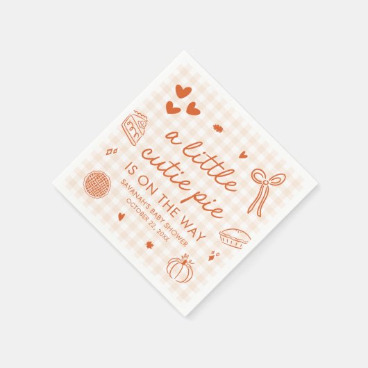 Herfst Hand getekend een beetje Cutie Pie Baby sho Servet (Hoek)