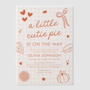 Herfst Hand getekend een beetje Cutie Pie Baby sho Vellum Uitnodigingen