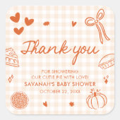 Herfst Hand getekend een beetje Cutie Pie Baby sho Vierkante Sticker (Voorkant)