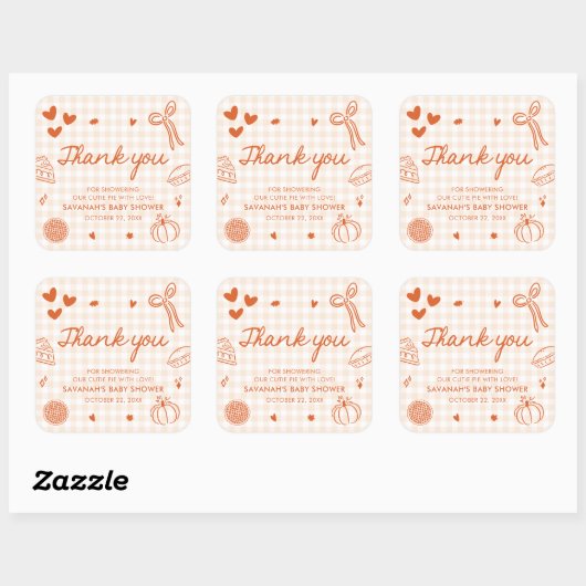 Herfst Hand getekend een beetje Cutie Pie Baby sho Vierkante Sticker (Vel)