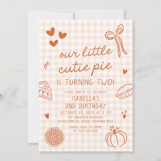 Herfst Hand getekend onze kleine schatje taart 2e  Kaart (Voorkant)