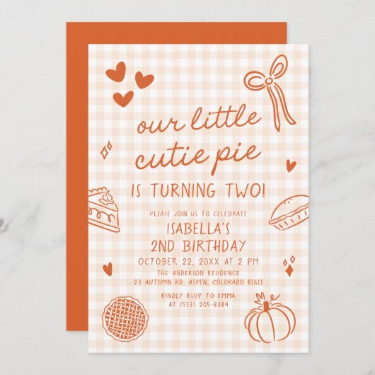 Herfst Hand getekend onze kleine schatje taart 2e Kaart (Voorkant / Achterkant)