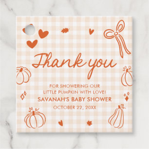 Herfst Hand Getekende Kleine Pompoen Baby Shower Bedankjes Labels