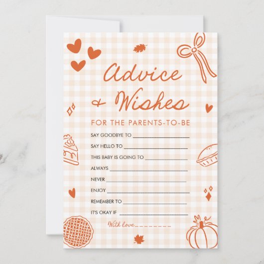 Herfst Hand Getrokken Baby shower Advies en Wensen Kaart (Voorkant)