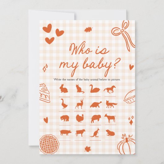 Herfst Hand getrokken Cutie Pie Wie is mijn Baby s Kaart (Voorkant)