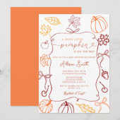 Herfst Hand getrokken een beetje pompoen Baby show Kaart (Voorkant / Achterkant)