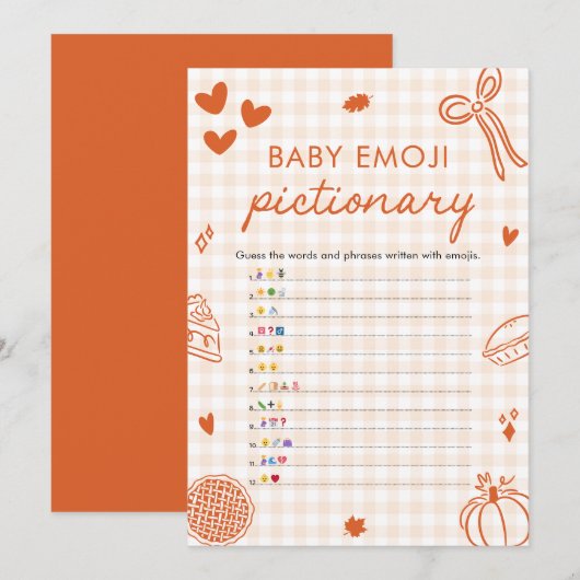 Herfst Hand getrokken Italiaans Baby Emoji Piction Kaart (Voorkant / Achterkant)