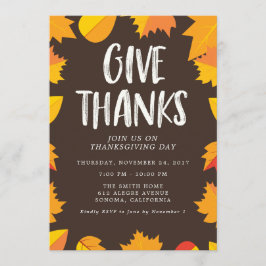 Herfst Handgeschreven Thanksgiving Party Invitatio Kaart