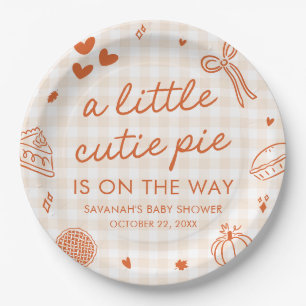 Herfst Handgetekende A Little Cutie Pie Baby Showe Papieren Bordje
