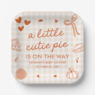 Herfst Handgetekende A Little Cutie Pie Baby Showe Papieren Bordje