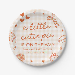Herfst Handgetekende A Little Cutie Pie Baby Showe Papieren Bordje