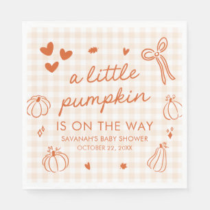 Herfst Handgetekende Kleine Pompoen Baby Shower Servet