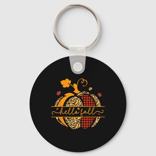 Herfst Happy Herfst Y'all Herfst Pompoen Leopard V Sleutelhanger (Voorkant)