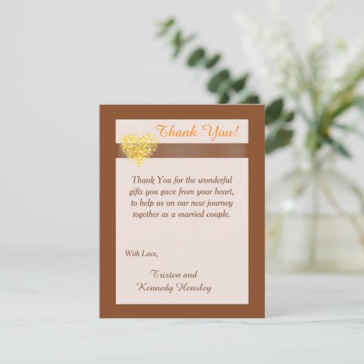 herfst hart 4x5 flatbruiloft Hartelijk dank Bedankkaart (Staand voorkant)