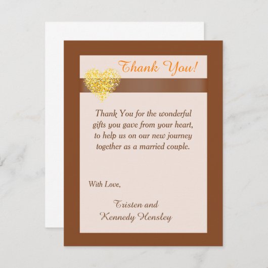 herfst hart 4x5 flatbruiloft Hartelijk dank Bedankkaart (Voorkant / Achterkant)