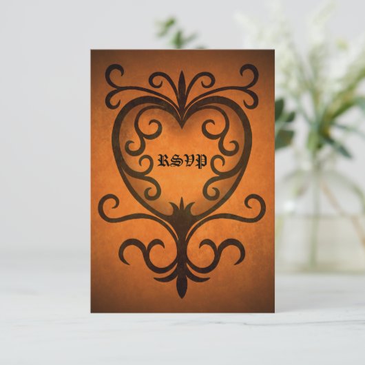 Herfst hart rsvp bruiloft (Staand voorkant)