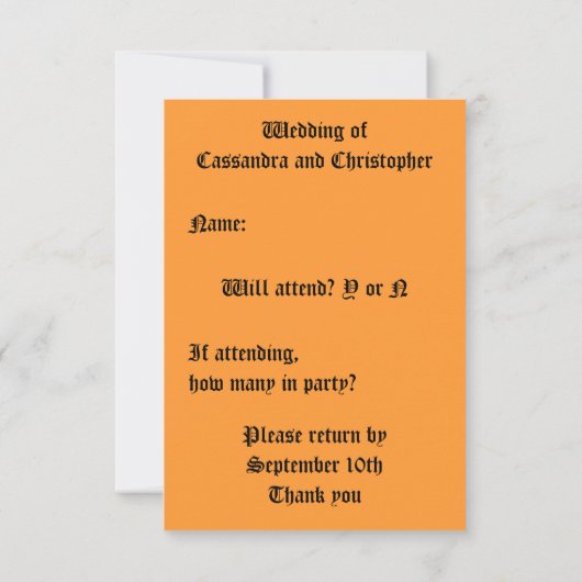 Herfst hart rsvp bruiloft (Achterkant)