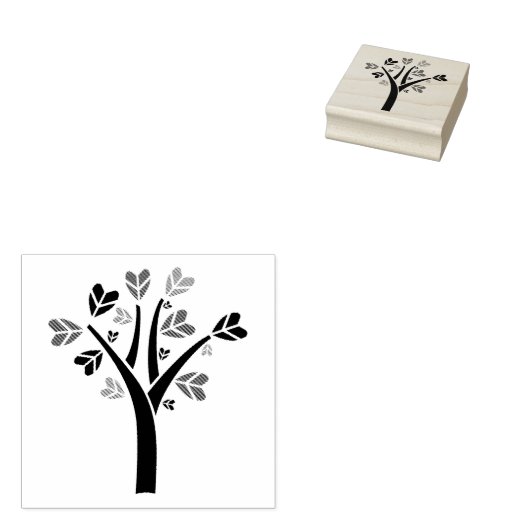 Herfst Hartboom - Herfstbladeren Wood Art Stamp Rubberstempel (Gestempeld)