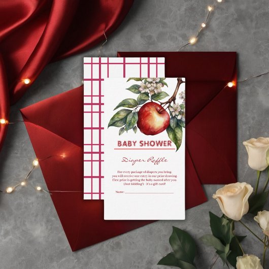 Herfst Harvest Apple Branch Floral Baby shower Informatiekaartje