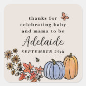 Herfst Harvest Autumn Baby shower Square Sticker (Voorkant)