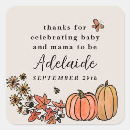 Herfst Harvest Autumn Baby shower Square Sticker