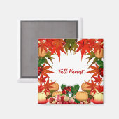Herfst Harvest Autumn Bounty Pumpkin Maple Leaves Magneet (Voorkant / Achterkant)