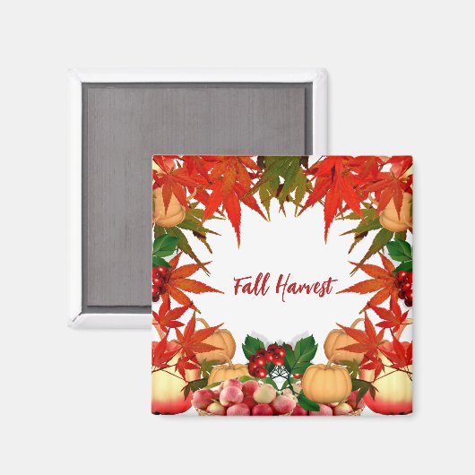 Herfst Harvest Autumn Bounty Pumpkin Maple Leaves Magneet (Voorkant / Achterkant)