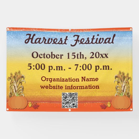Herfst Harvest Autumn QR Code Festival Banner (Horizontaal)