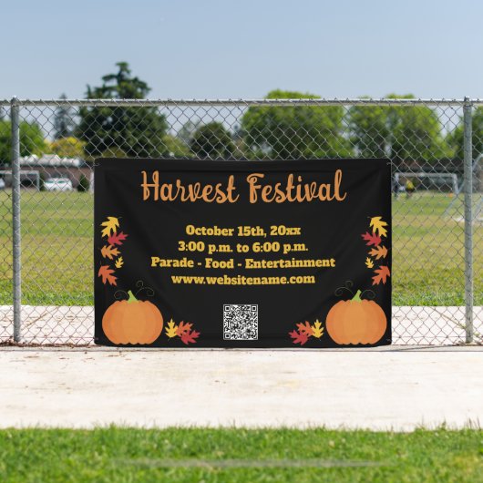 Herfst Harvest Autumn QR Code Pumpkin Festival Spandoek (Insitu)