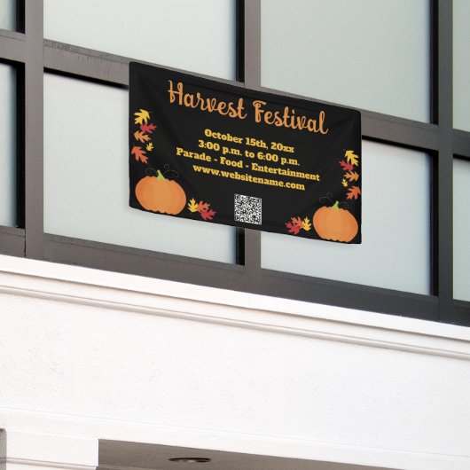 Herfst Harvest Autumn QR Code Pumpkin Festival Spandoek (Buitenkant Gebouw)