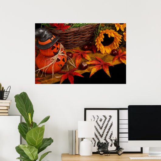 Herfst Harvest Autumn Sunflower Poster (Thuiskantoor)