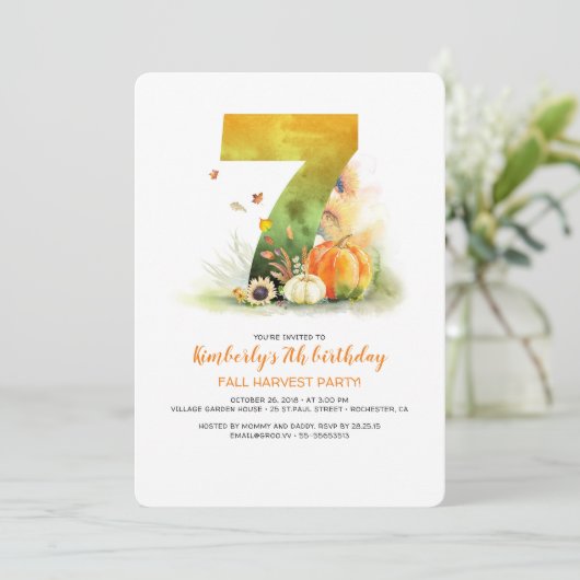 Herfst Harvest Birthday Pumpkins Invitation Kaart (Staand voorkant)