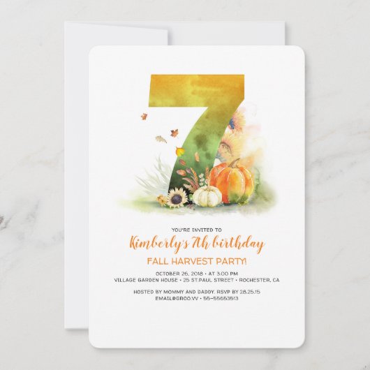 Herfst Harvest Birthday Pumpkins Invitation Kaart (Voorkant)