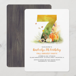 Herfst Harvest Birthday Pumpkins Invitation Kaart