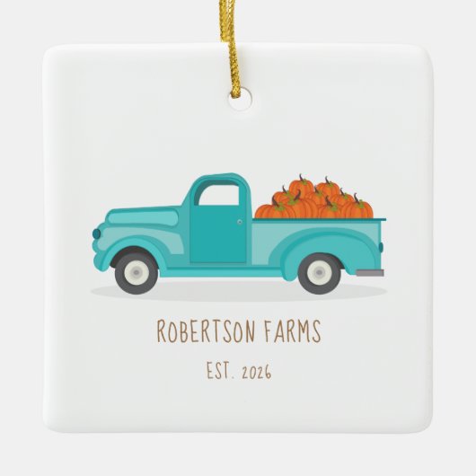 Herfst Harvest  Blue Truck Keramisch Ornament (Voorkant)