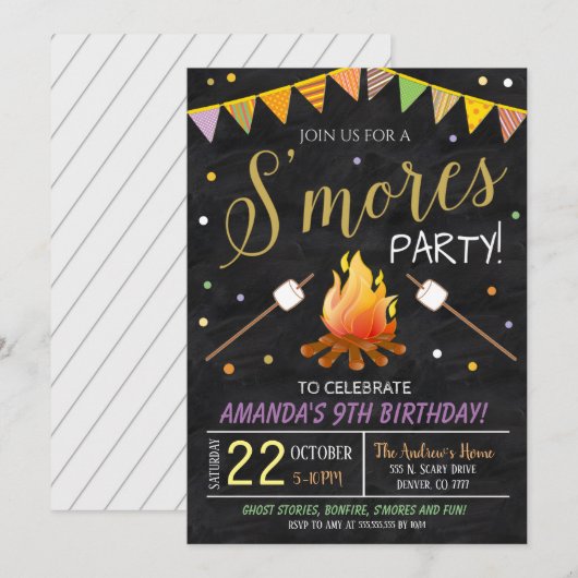 Herfst Harvest Bonfire Invitation Kaart (Voorkant / Achterkant)