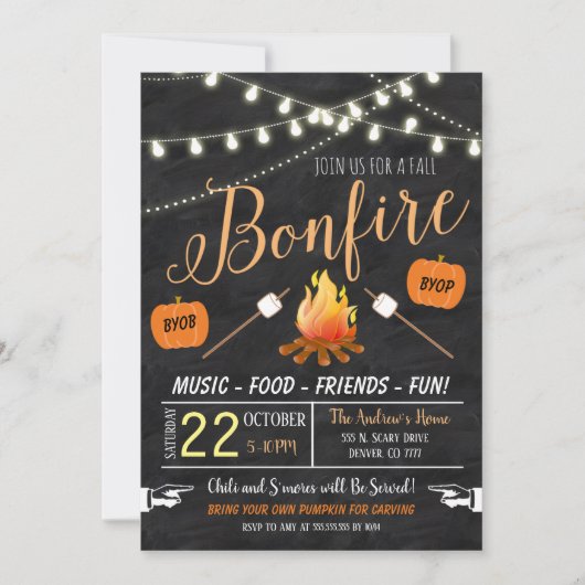 Herfst Harvest Bonfire Invitation Kaart (Voorkant)