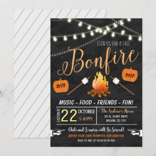 Herfst Harvest Bonfire Invitation Kaart