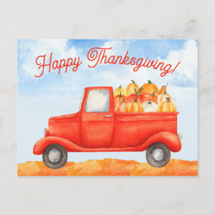 Herfst Harvest Business Truck Happy Thanksgiving Briefkaart