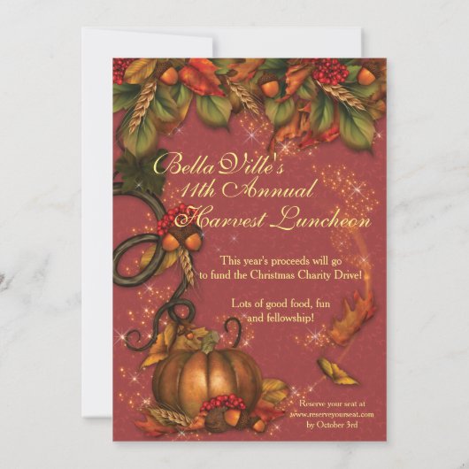 herfst Harvest Celebration Invitations Kaart (Achterkant)